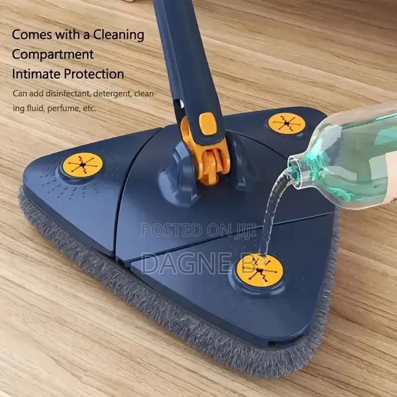 Rotary Triangle Self Twisting Cleaning Mop ራሱን የሚጨምቅ መወልወያ