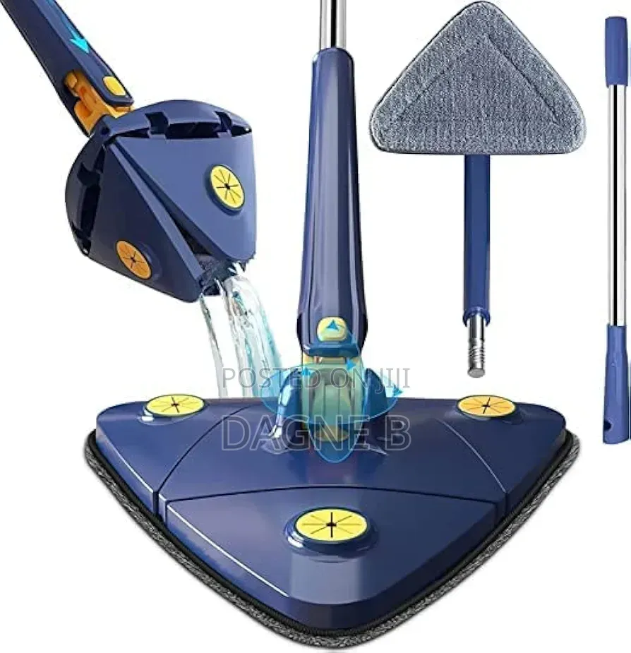 Rotary Triangle Self Twisting Cleaning Mop ራሱን የሚጨምቅ መወልወያ