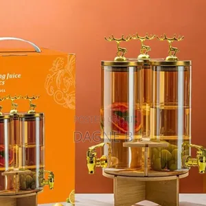 3-in-1 6.8litre Rotating Glass Beverage Dispenser ተሽከርካሪ ባለ 3 ጃር