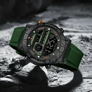 Naviforce Nf9241t Men's Digital Sports Watch Featuring a Green Silicon