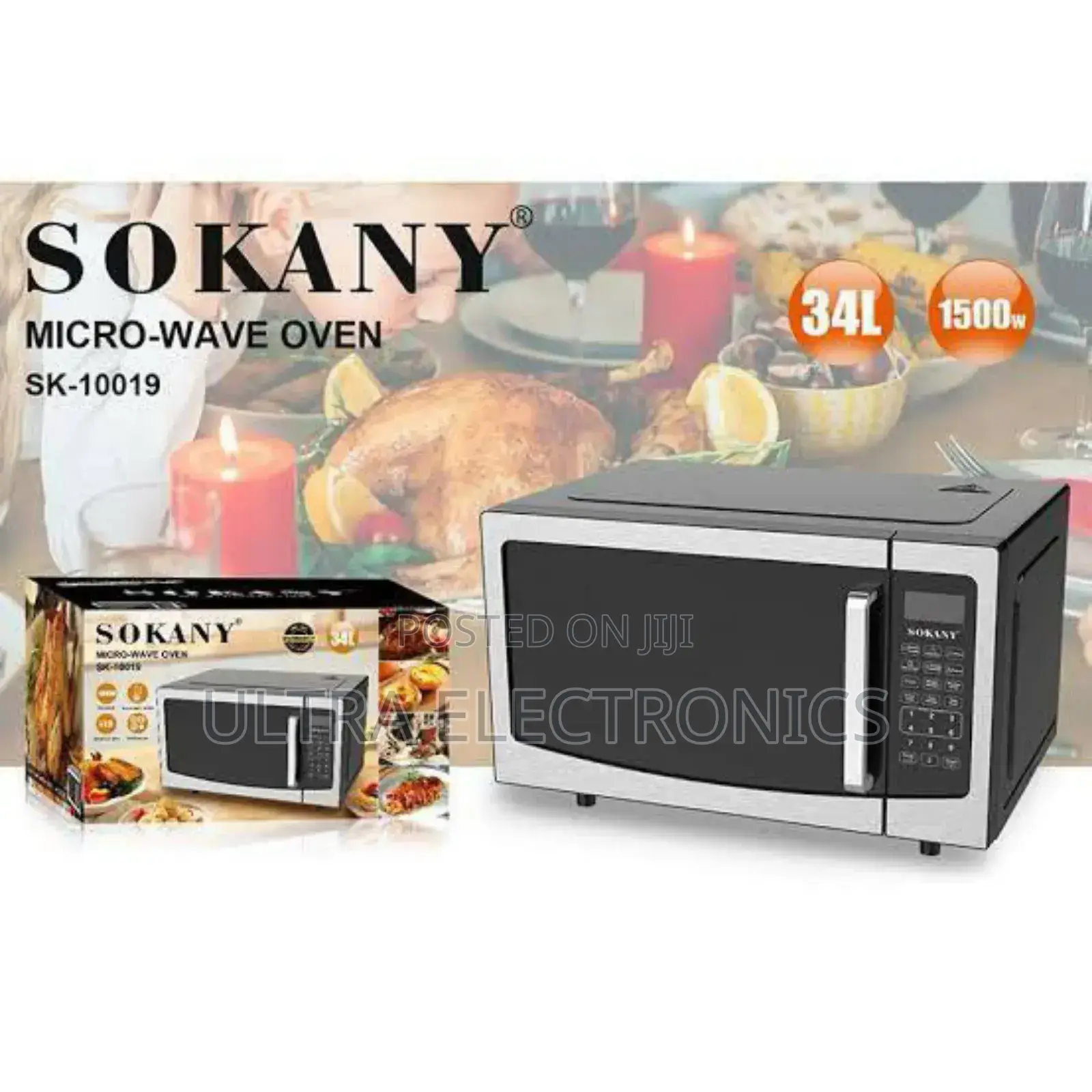 Sokany Sk-10019 Digital Microwave Oven With a 34-Liter Capacity