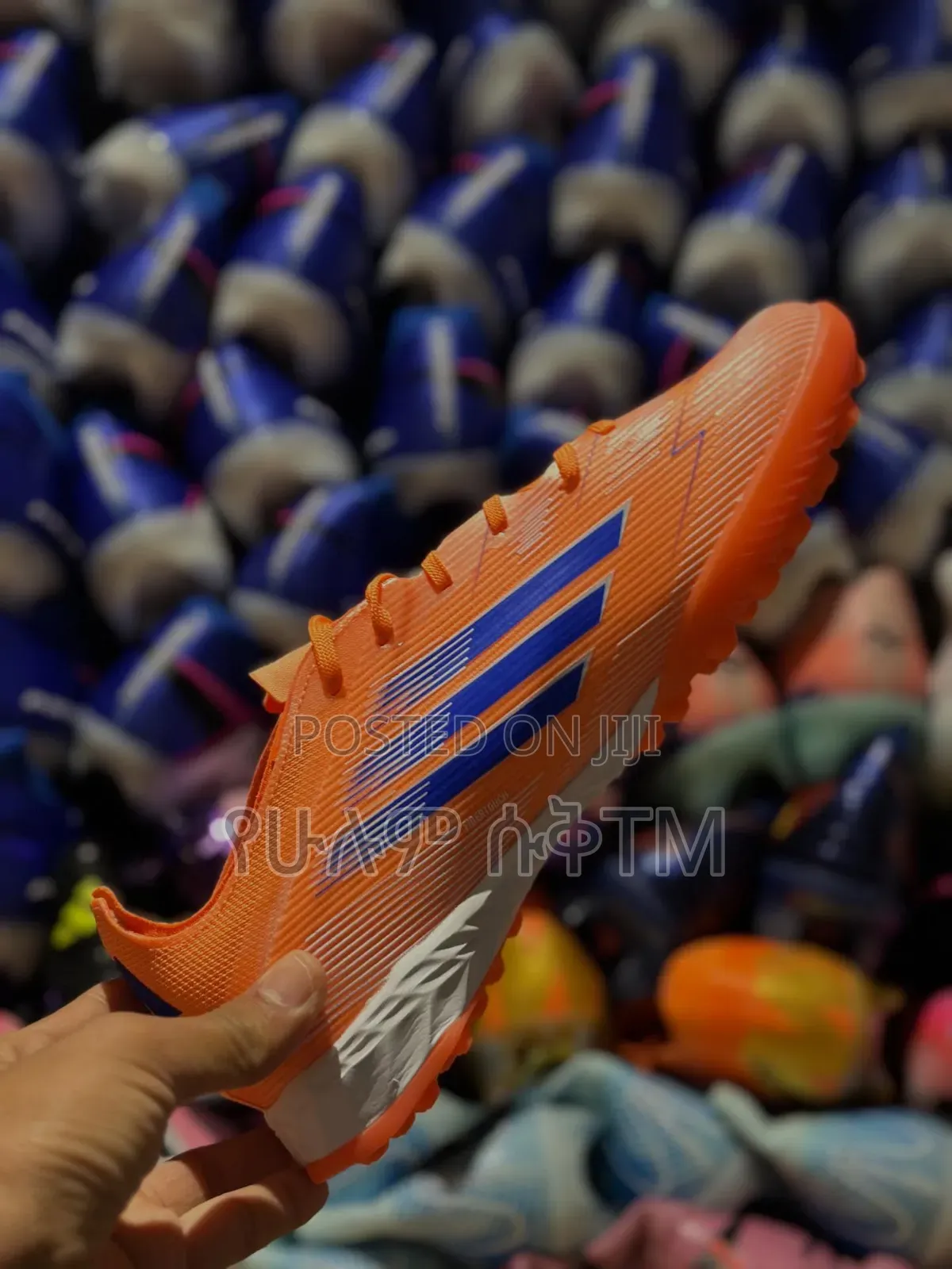 Adidas F50 'Orange/Blue' Turf Tf Men's Football Cleats Taketa Shoes