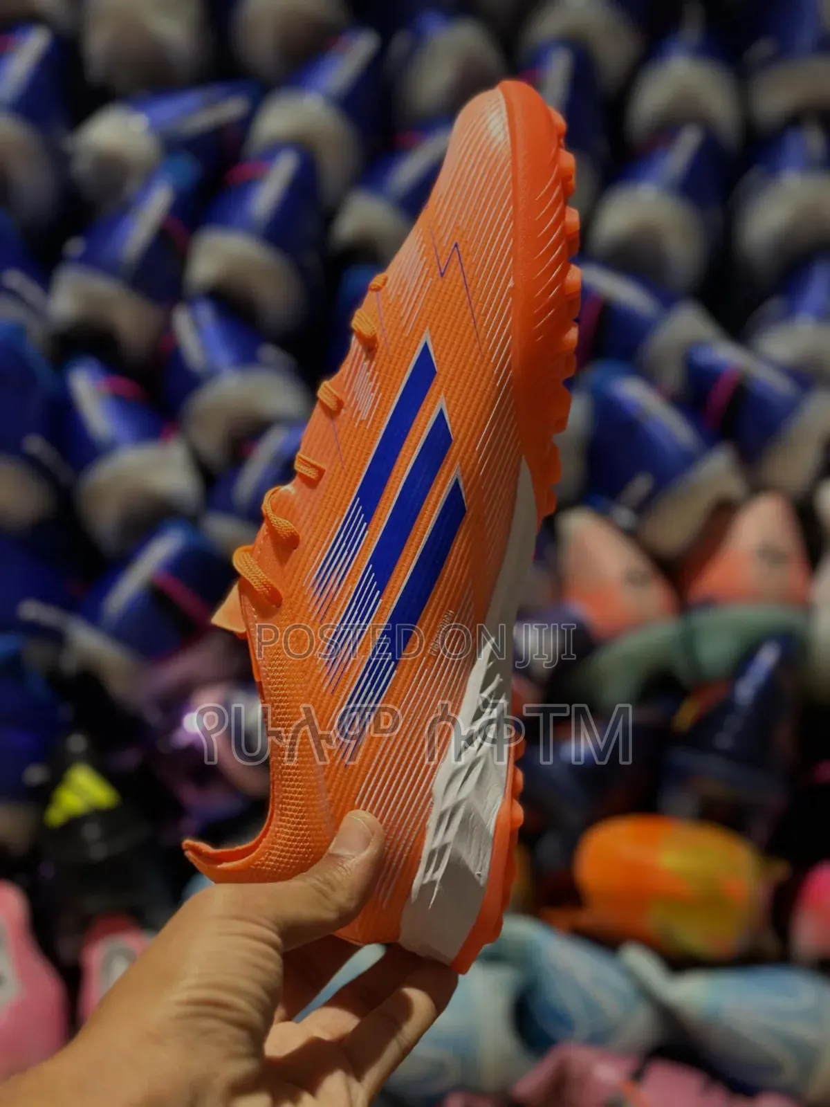 Adidas F50 'Orange/Blue' Turf Tf Men's Football Cleats Taketa Shoes