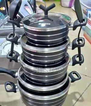የቤት እቃ ድስቶች Momcoc Granite Cookware Set With Glass Lids