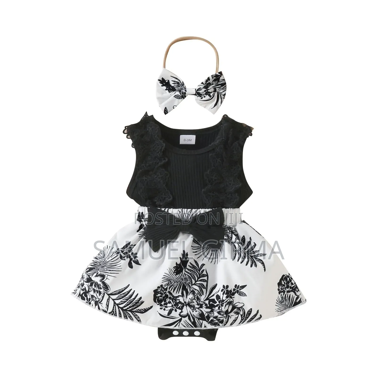 Mk- 0668 Babygirl Two Piece Set Floral Dress and Headband Set