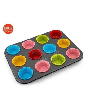 12-Cavity Muffin Pan and 12 Silicone Liners – Dishwasher Safe Set