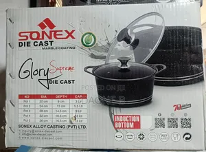 Sonex Heavy Duty Non-Stick Pot ሶኔክስ ሴራሚክ ድስት ባለ 5 ደረጃ