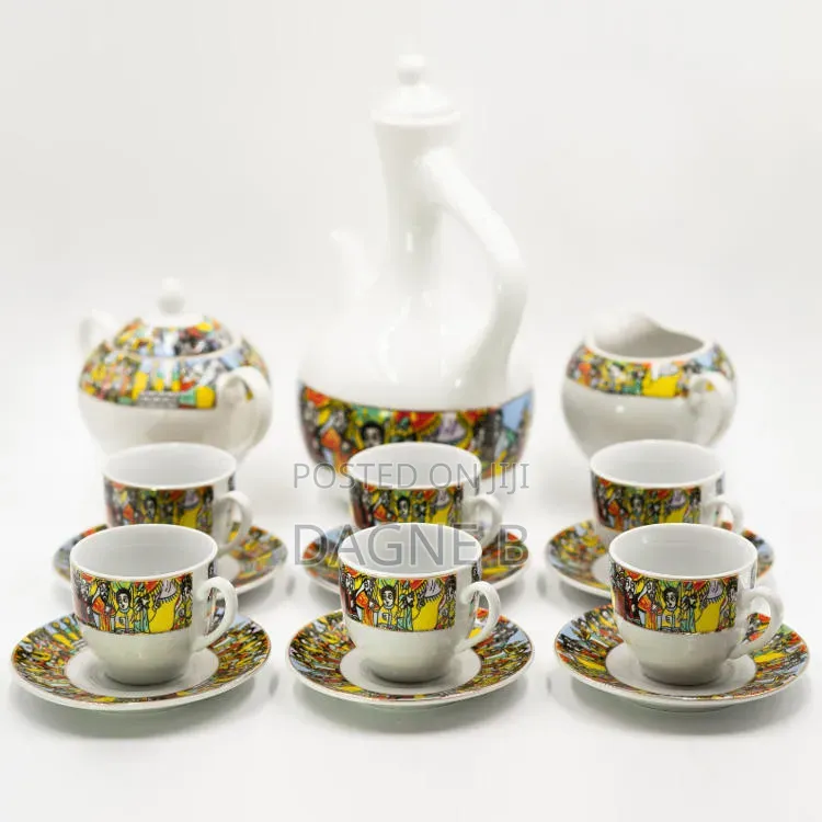29psc Saba Ethiopian Porcelain Coffee Set ሳባ የቡና ሴት
