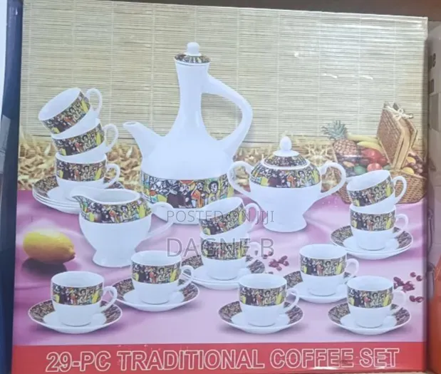 29psc Saba Ethiopian Porcelain Coffee Set ሳባ የቡና ሴት