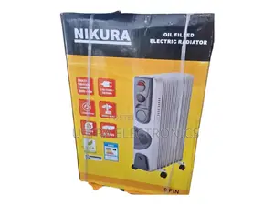 Fan Nikura Brand 9-Fin Oil-Filled Electric Radiator Heater.