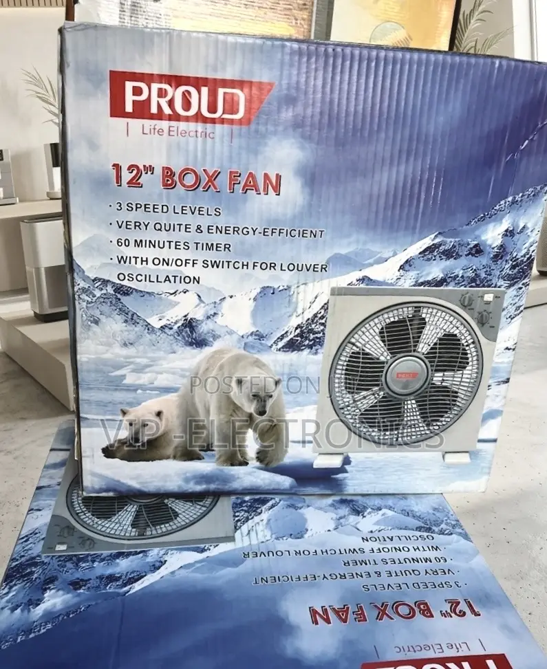 Proud Life Electric 12" Box Fan – High-Efficiency Cooling