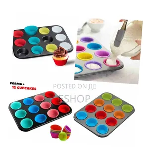 Oven-Safe 12-Cup Muffin Tray With 12 Removable Silicone Inserts