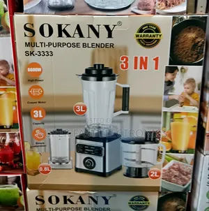 Sokany Multi-Purpose 3-in-1 Blender 6600w High Power, 3l Capacity