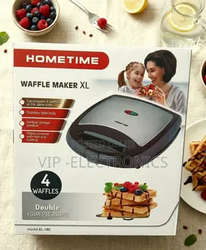 Hometime Waffle Maker Xl 4-Slice Stainless Steel Electric Waffle Iron