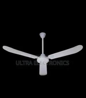 White, 3-Blade Industrial Ceiling Fan Typically for Cooling