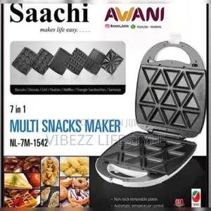 ለቤት እና ለንግድ የሚሆን Saachi 7-in-1 (Sandwich, Waffle, Donut More)