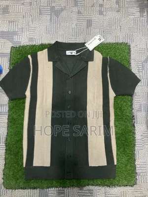 Vintage Men's Knitted Button-down Polo Shirt