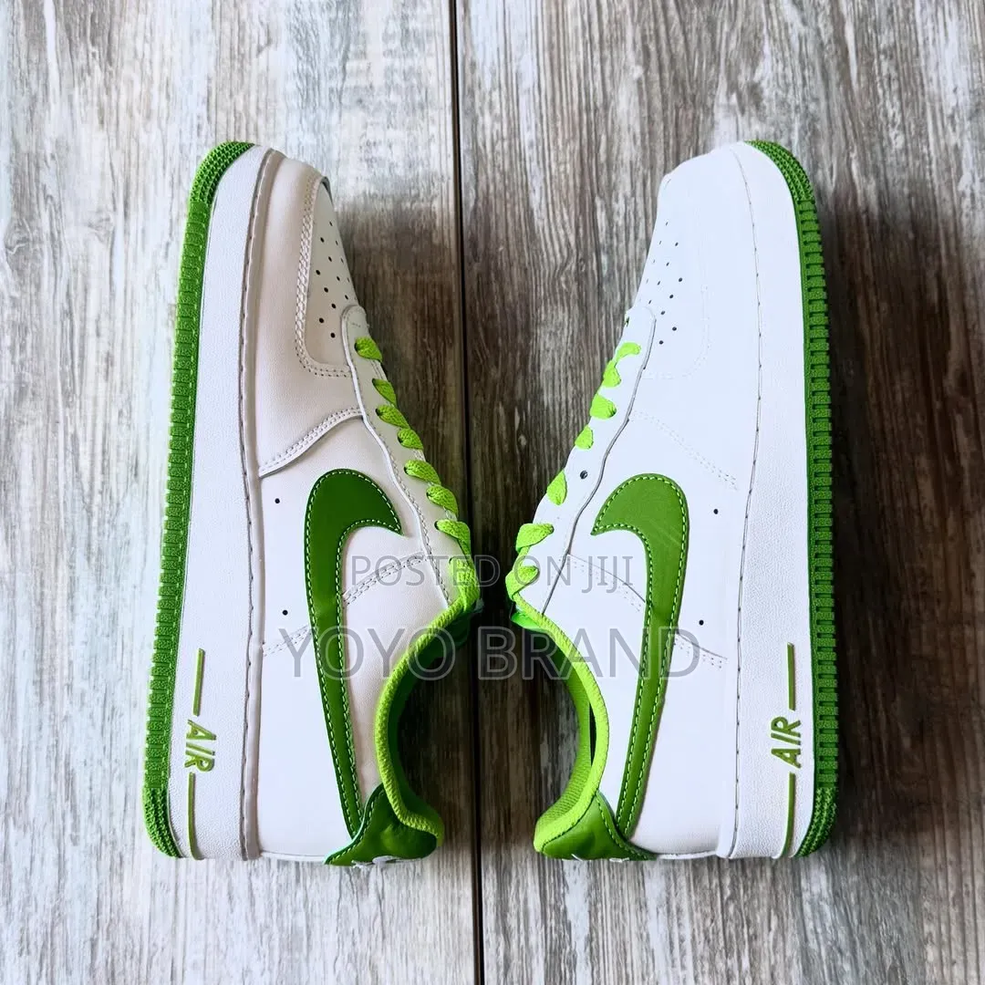 Nike Air Force 1 Low White/Green Lather Unisex Fashion Shoes