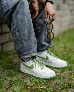 Nike Air Force 1 Low White/Green Lather Unisex Fashion Shoes