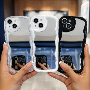 Wavy Mirror iPhone Case – Clear, White Black Shockproof Cover
