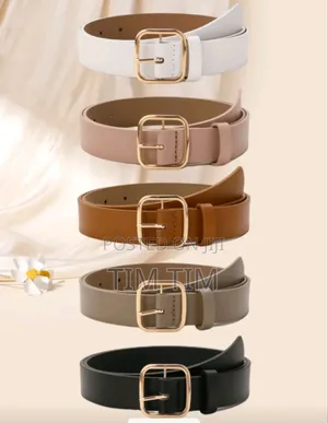 5pcs Square Buckle Vintage Elegant Women's Waist Belt, Leather Belt