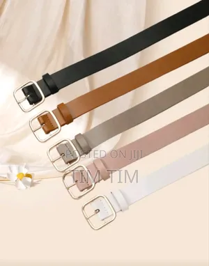 5pcs Square Buckle Vintage Elegant Women's Waist Belt, Leather Belt