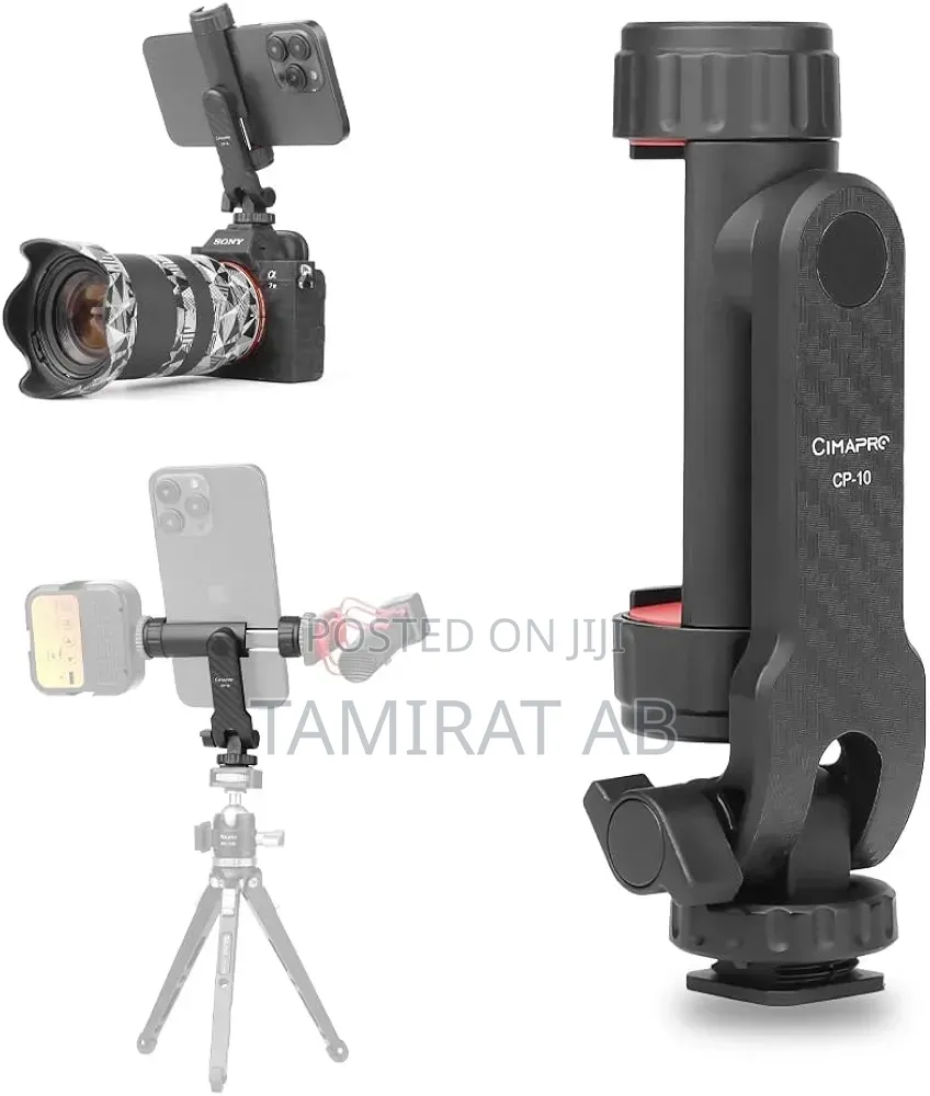360° Rotating Camera Tripod Phone Mount With Dual Cold Shoe 1/4"Screw