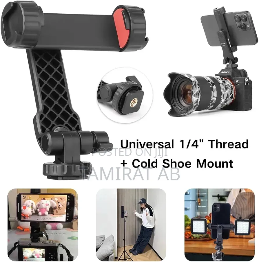 360° Rotating Camera Tripod Phone Mount With Dual Cold Shoe 1/4"Screw