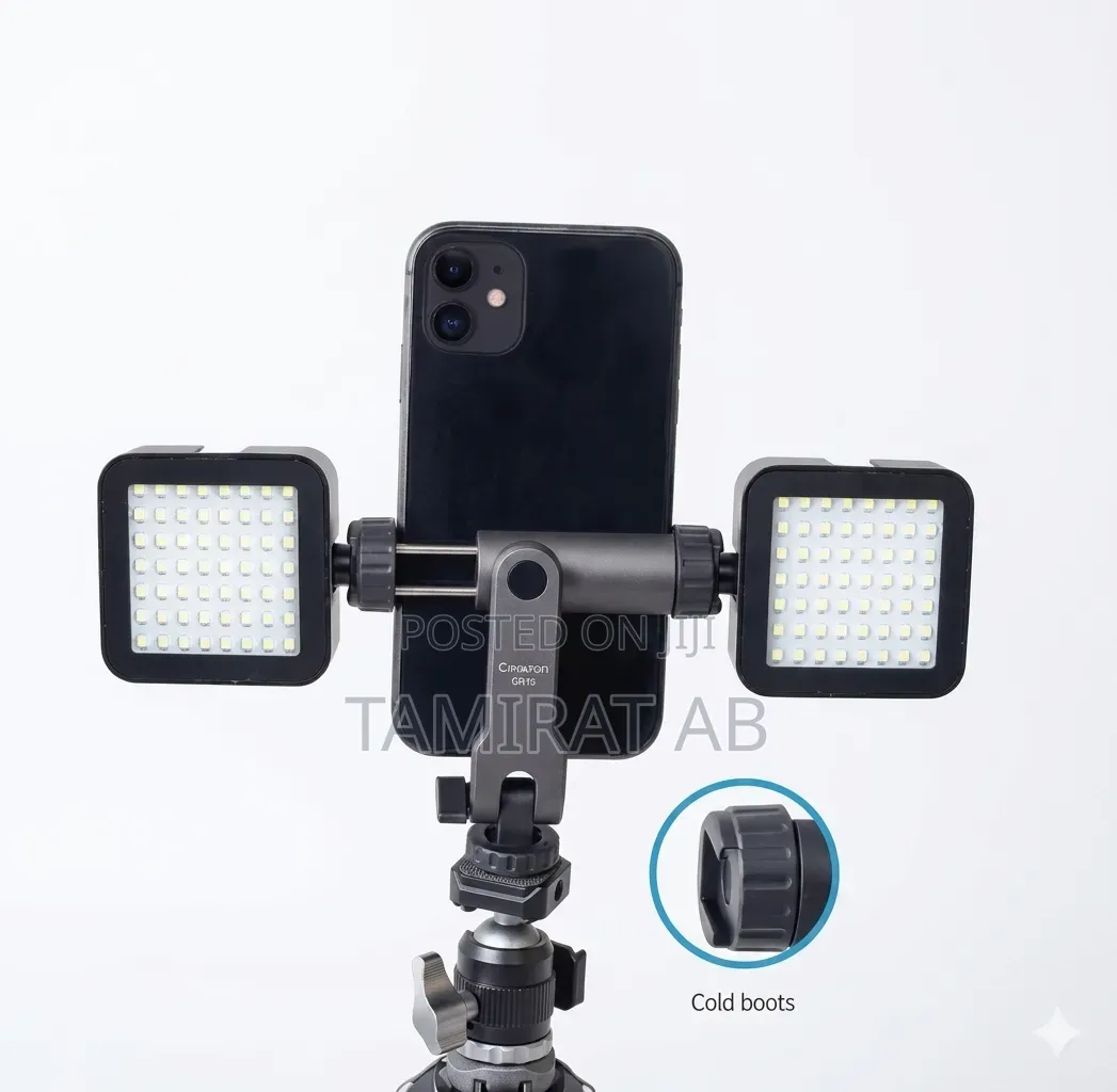 360° Rotating Camera Tripod Phone Mount With Dual Cold Shoe 1/4"Screw