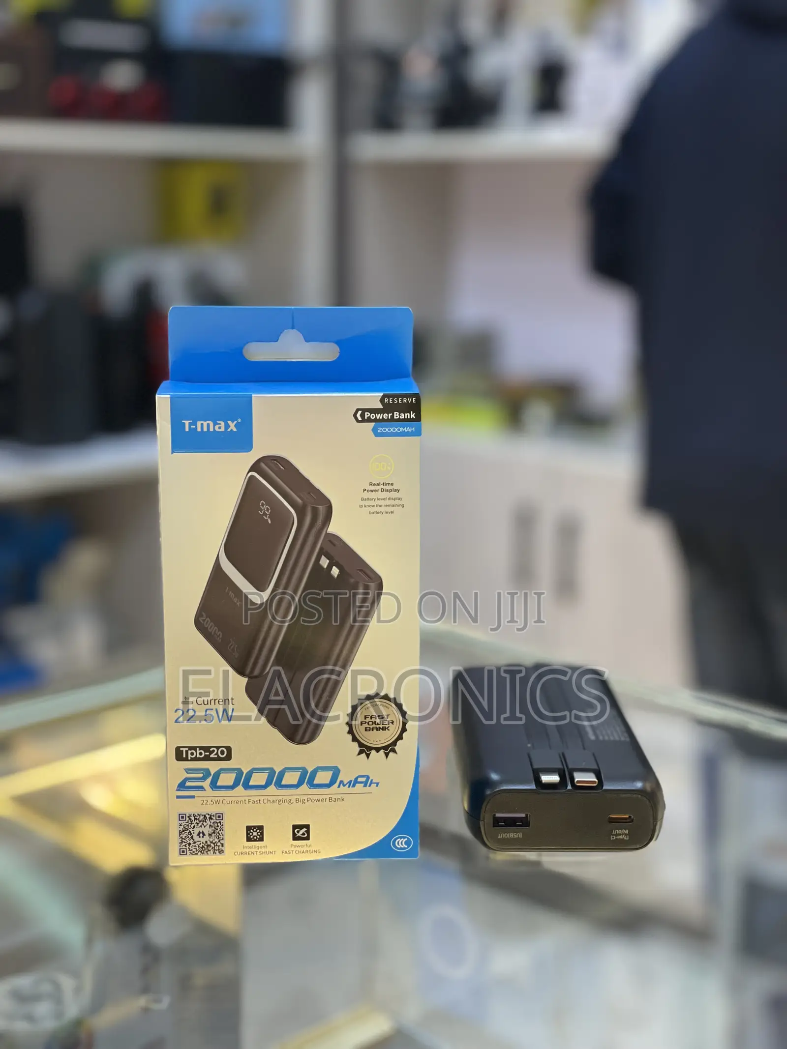 T-Max 20,000mah Fast Power Bank | Built-in Cables!