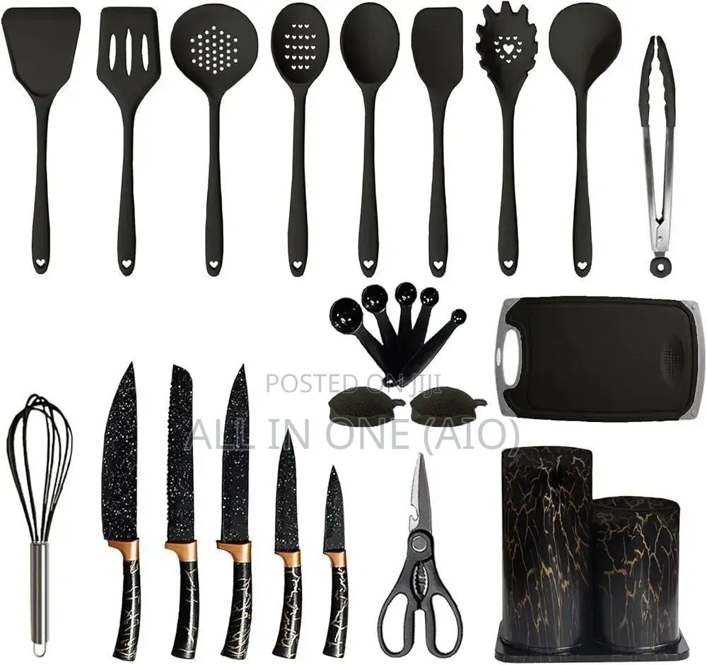 Silcone Kitchen Utensils Set ከፍተኛ ሙቀት የሚቋቋሙ 25set