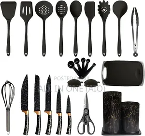 Silcone Kitchen Utensils Set ከፍተኛ ሙቀት የሚቋቋሙ 25set