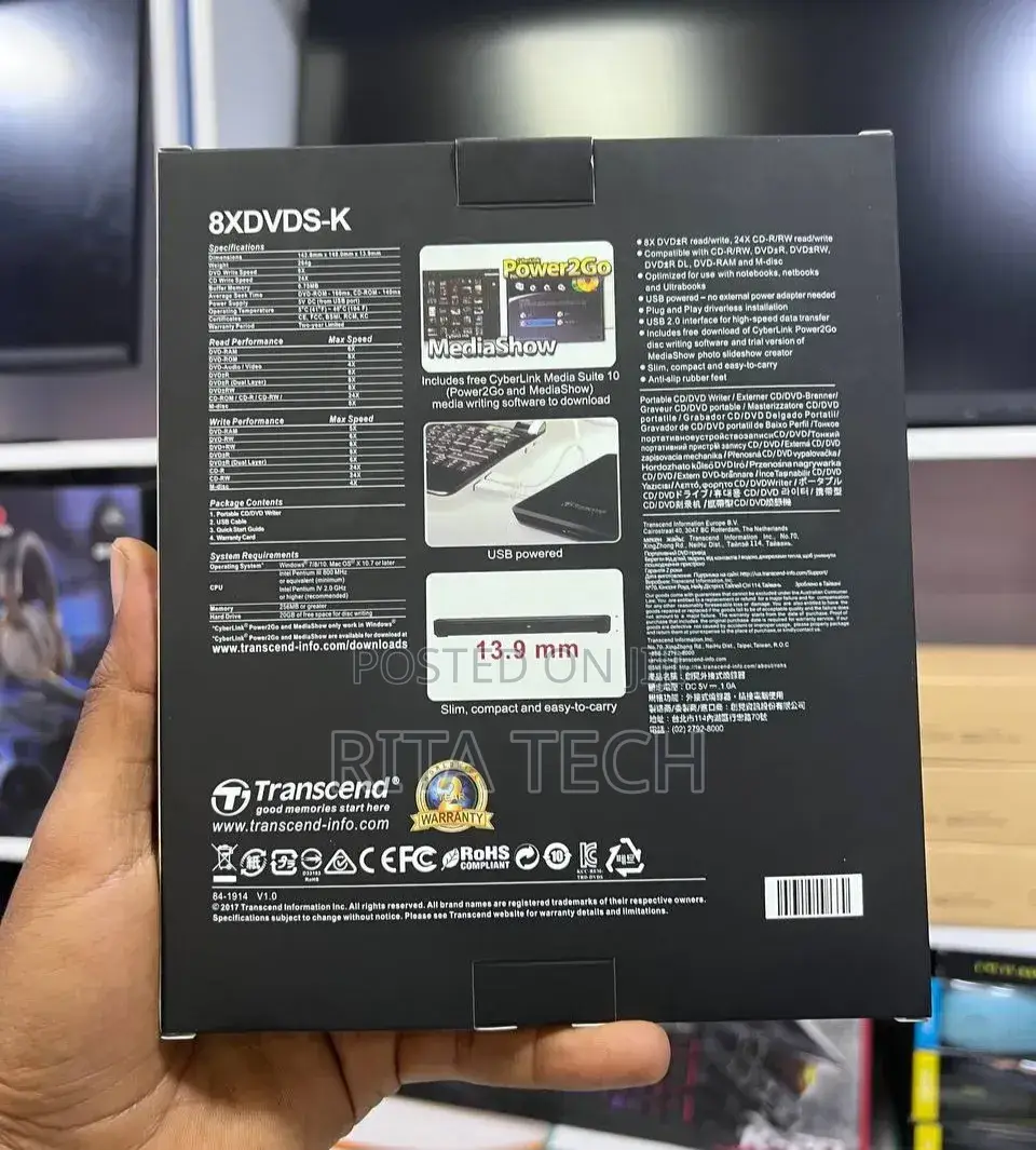 Transend Ultra-thin External Cd/Dvd Writer