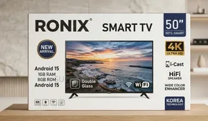 ​Ronix 50 Inch Tv Ultra Hd Smart Tv – Android 15 With Double Glass