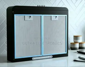 Range Hood Luxury Kitchen Black 60x60cm Featuring Light Blue