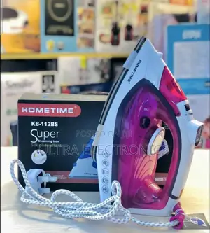 Steam Iron Hometime Model Kb-112bs in White and Magenta.