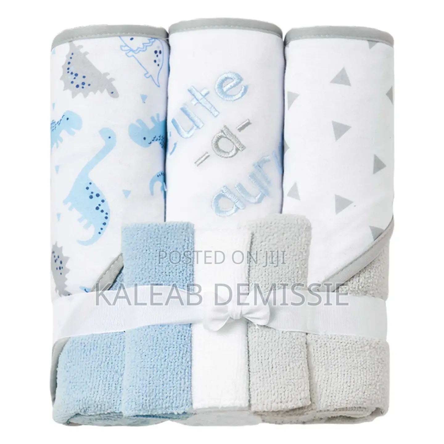 6-Piece Baby Hooded Towel and Washcloth Gift(3ፎጣ 3መጠራረግያ)