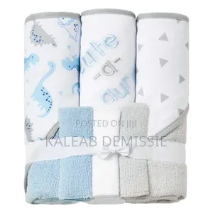 6-Piece Baby Hooded Towel and Washcloth Gift(3ፎጣ 3መጠራረግያ)
