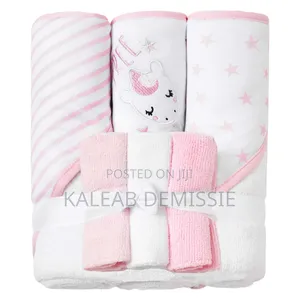 6-Piece Baby Hooded Towel and Washcloth Gift(3ፎጣ 3መጠራረግያ)