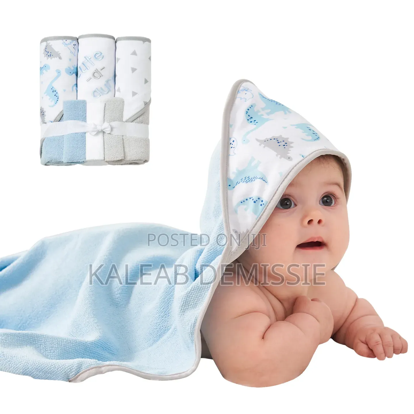 6-Piece Baby Hooded Towel and Washcloth Gift(3ፎጣ 3መጠራረግያ)
