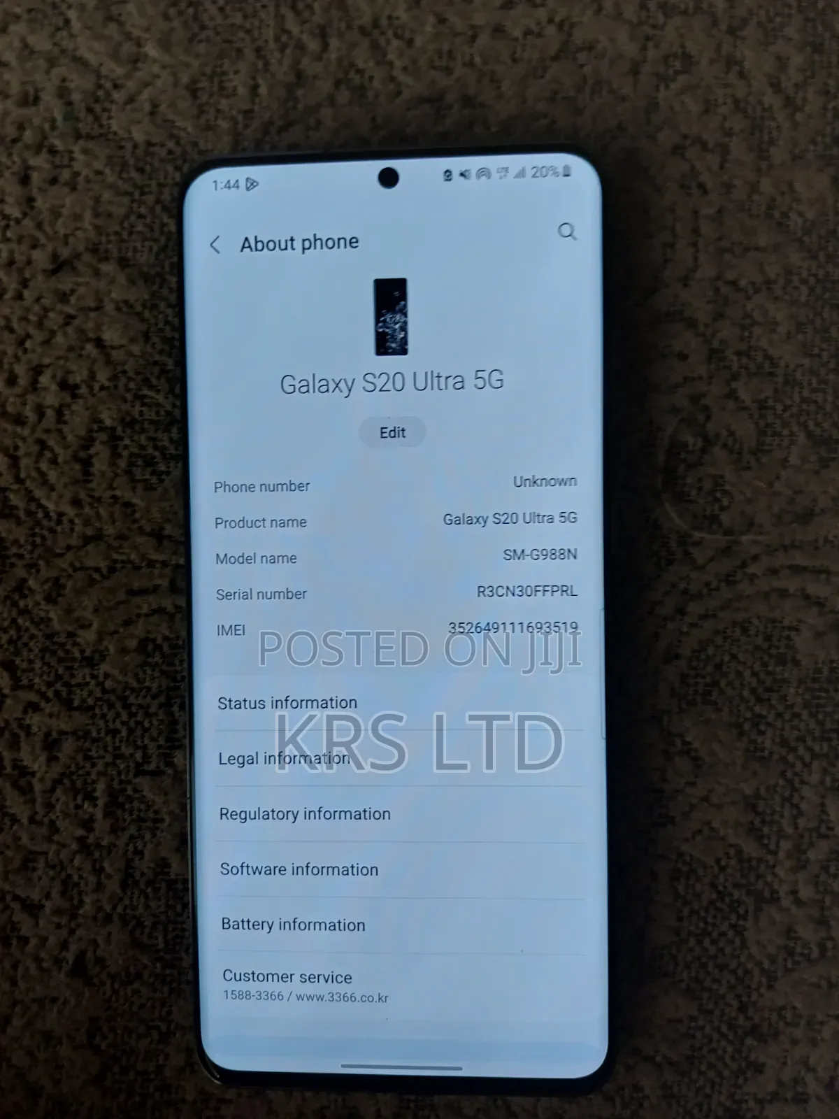 Samsung Galaxy S20 Ultra 5G 256 GB Silver