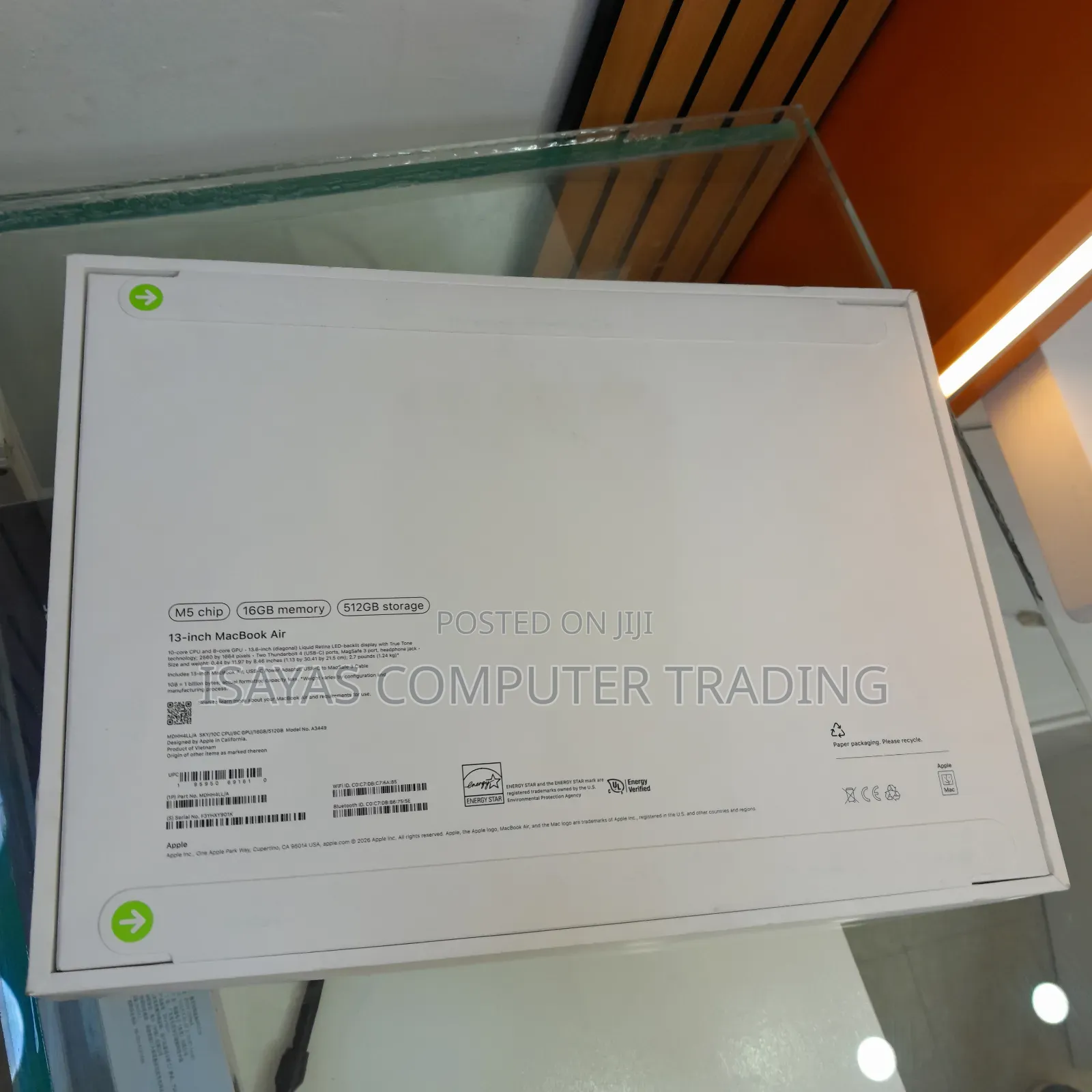 New Laptop Apple MacBook Air 2026 M5 13-inch 16GB Apple M5 SSD 512GB