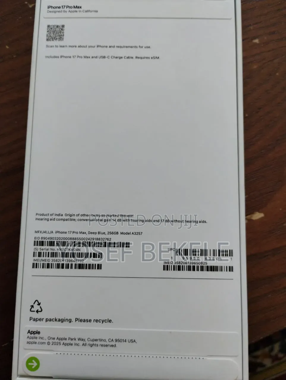 New Apple iPhone 17 Pro Max 256 GB Blue
