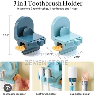 3in1 Toothbrush Holder W/ Squeezer የጥርስ ቡሩሽ ማስቀመጫ