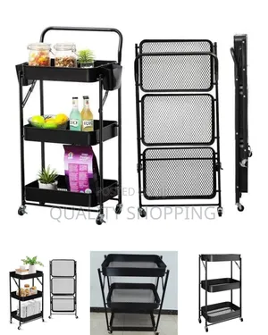 3- Tier Rolling Cart Organizer ባለ 3 ደረጃ ተሽከርካሪ መደርደሪያ