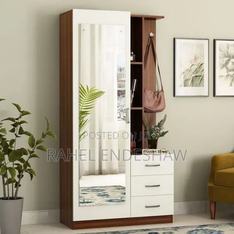 White With Brown Dresser