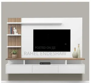 White Wall Mounted Laminated MDF Tv Stand