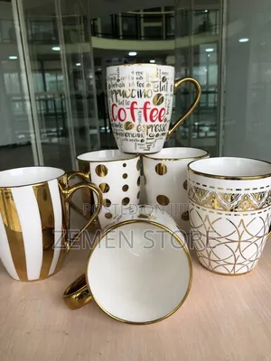 Premium Gold-Patterned Ceramic Mugs ለቡና እና ለሻይ ሰዓትዎ ልዩ ድምቀት