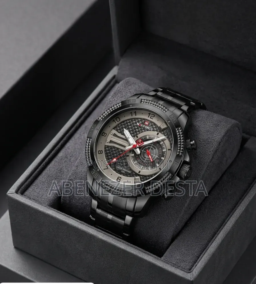 Naviforce Nf9206-B-B Luxury Fashion Men's Wristwatch a Black Stainless