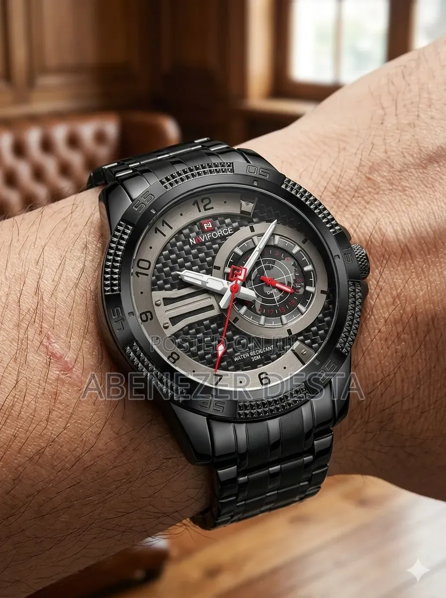 Naviforce Nf9206-B-B Luxury Fashion Men's Wristwatch a Black Stainless